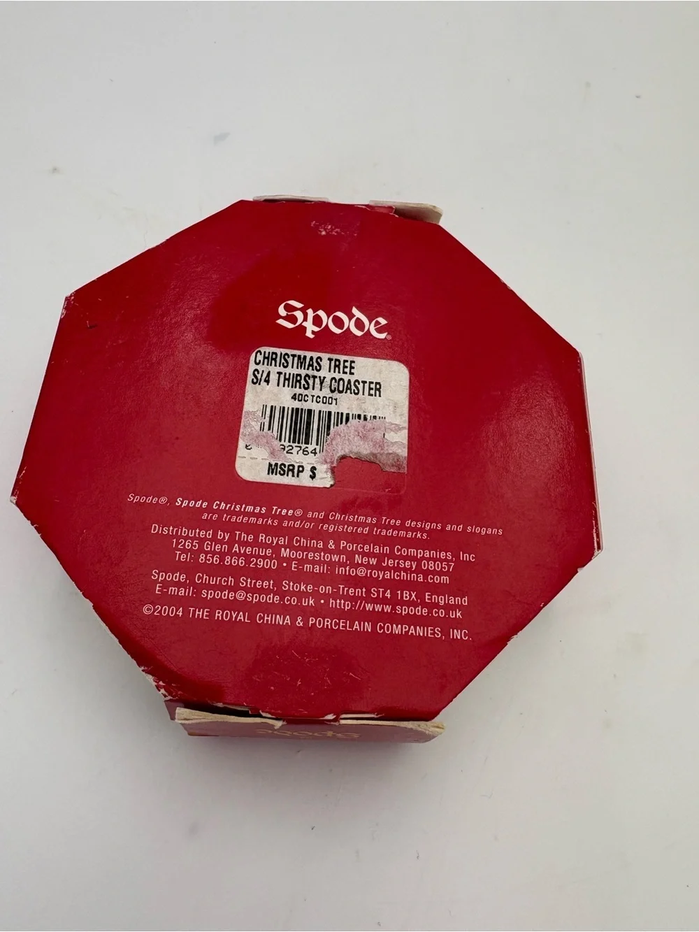 Vintage Spode Red and Green Christmas Tree Decorative Ceramic Coasters - Four